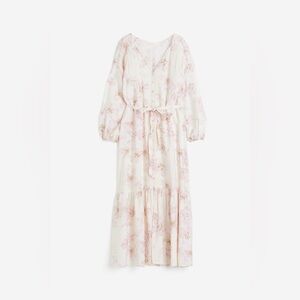 Women’s H&M maxi TIE-BELT floral summer DRESS WITH BUTTONS size small NWT‎
